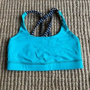 Lululemon Athletica Teal and Navy Striped Sports Bra